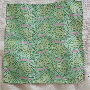 Lord R Colton Silk Pocket Square Green Pink